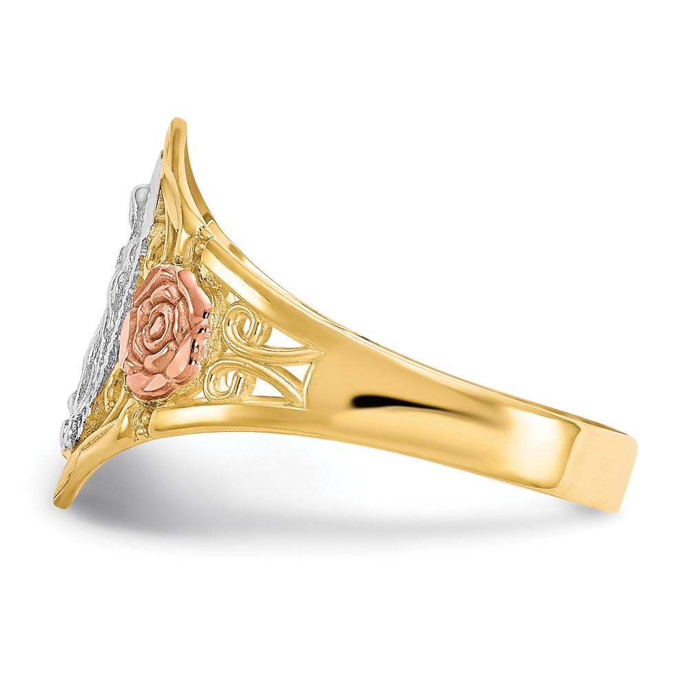 10k Two-tone & Rhodium Our of Guadalupe Ring