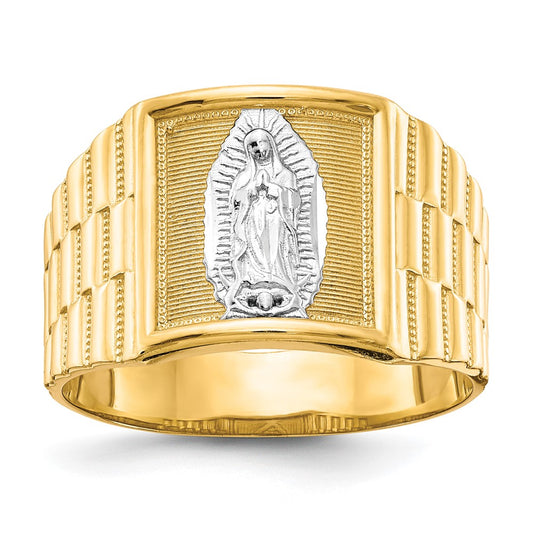 10k & Rhodium Men's Our of Guadalupe Ring