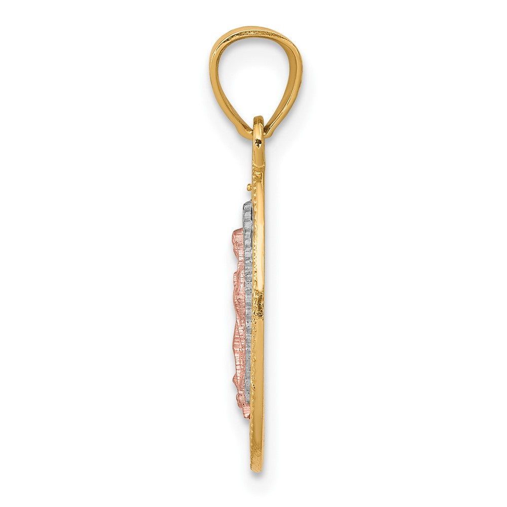 10K Two-Tone White Rhodium Of Guadalupe Oval Pendant