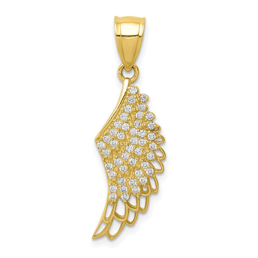 10K CZ Micropave Angel Wing Pendant