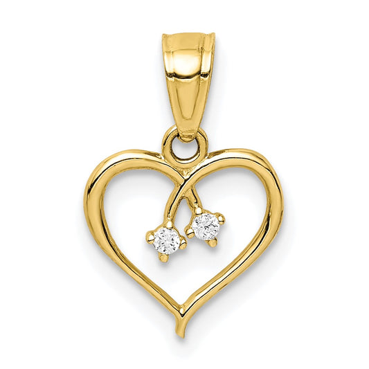 10K CZ Heart Pendant