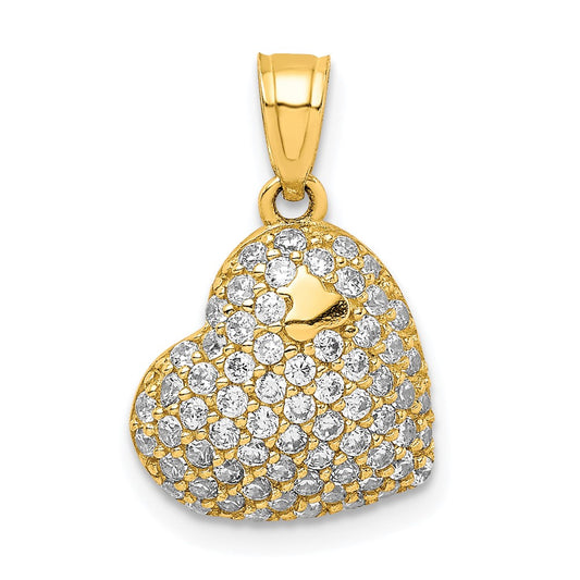 10K CZ Micro Pave Heart Pendant