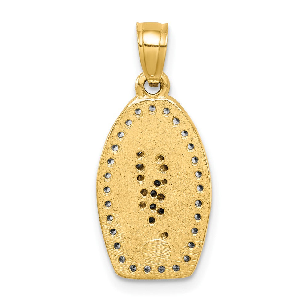 10K Yellow Gold w/Rhodium CZ Pave Lady of Guadalupe Pendant