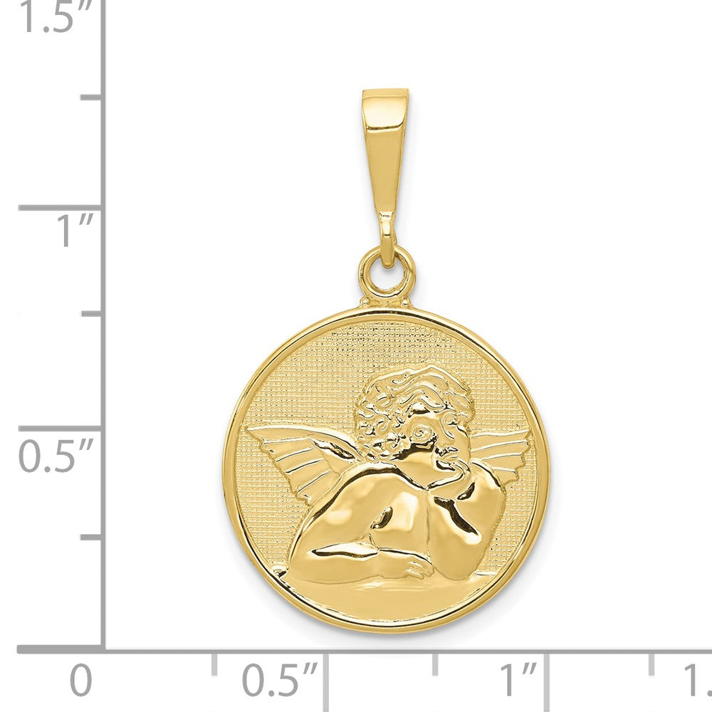 10k Polished & Satin Angel Pendant