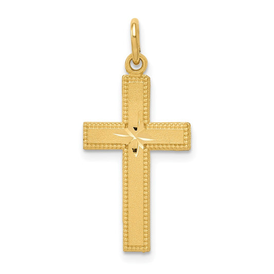 10k Diamond-cut Cross Pendant