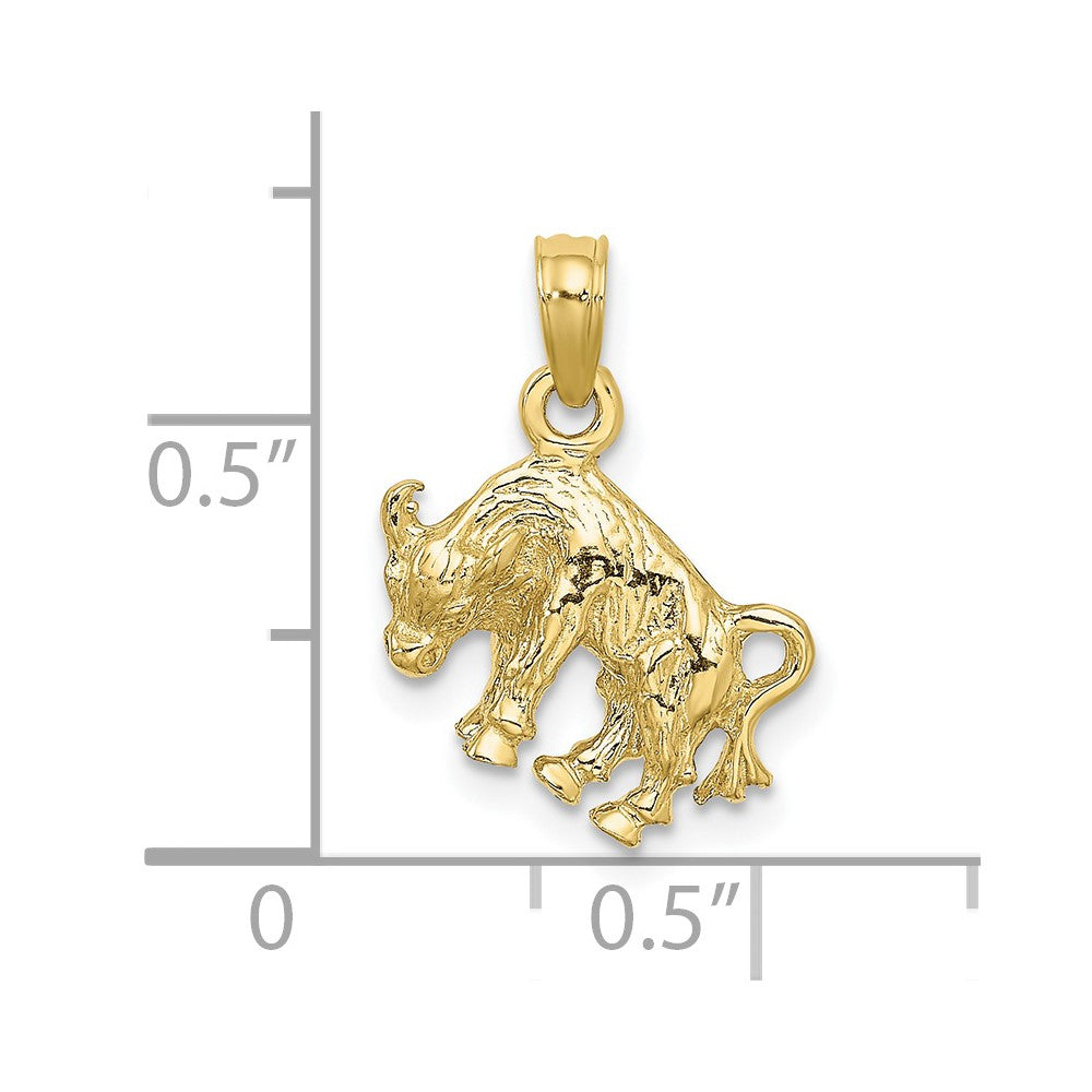 10K 3-D Taurus Zodiac Pendant