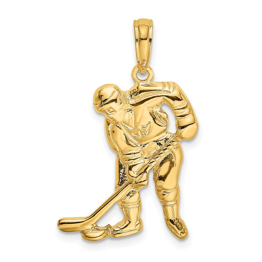 10k Hockey Player with Stick and Puck Charm