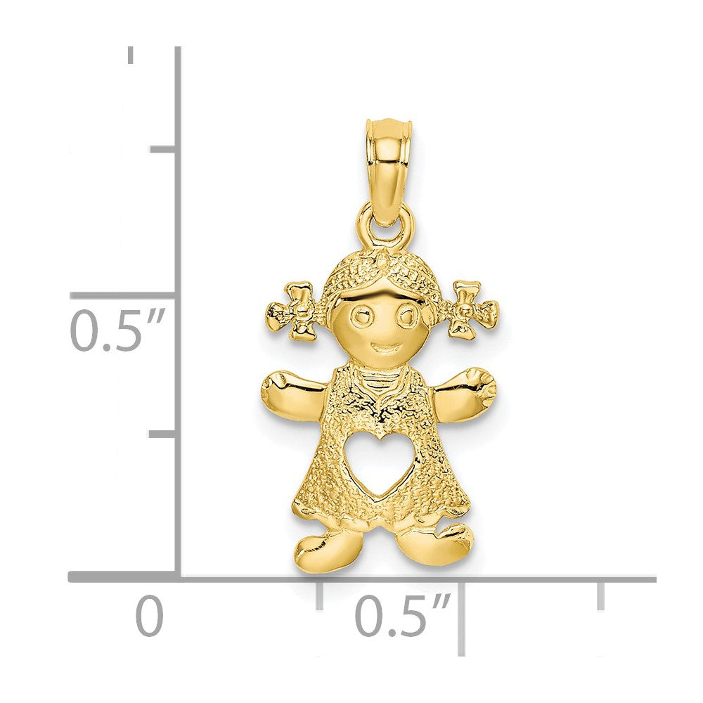 10k Playful Girl w/Cut Out Heart Charm