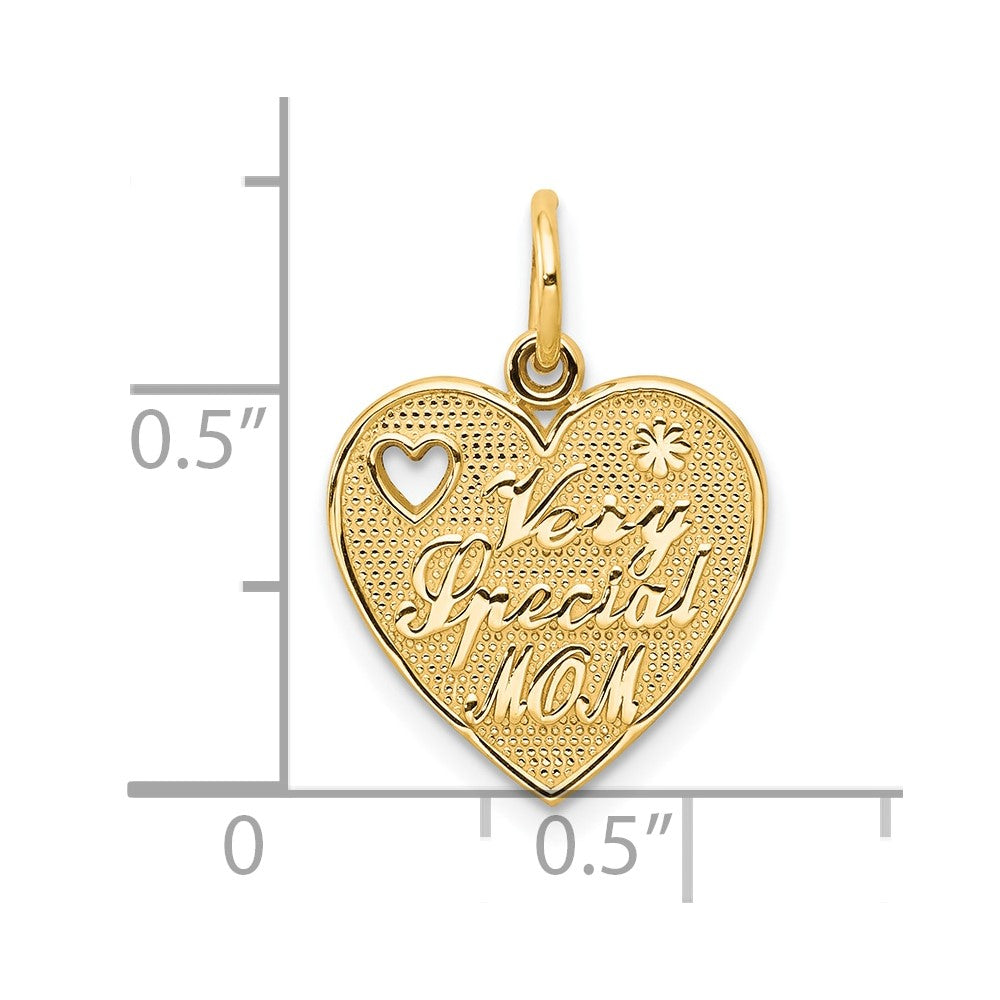 10K VERY SPECIAL MOM Heart Charm