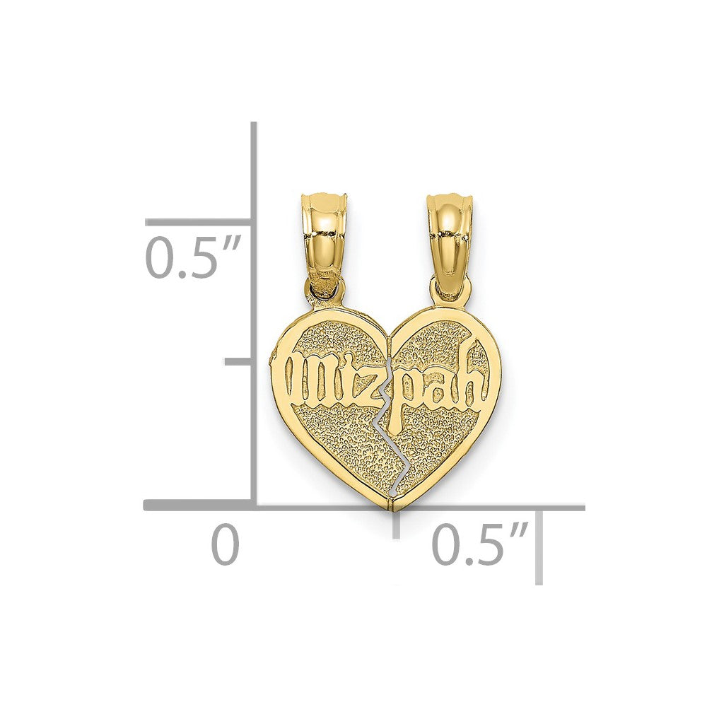10K Reversible Break apart Mizpah Heart Pendant