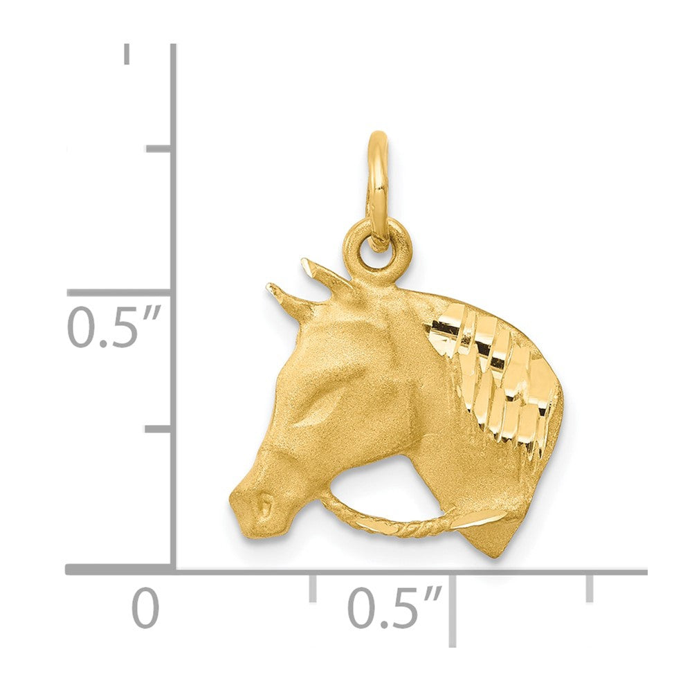 10k Solid Satin Horsehead with Reins Charm