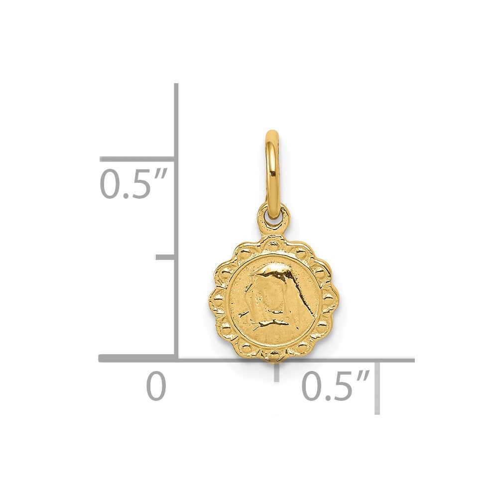 10k Solid Satin Polished Our of Sorrows Disc Pendant