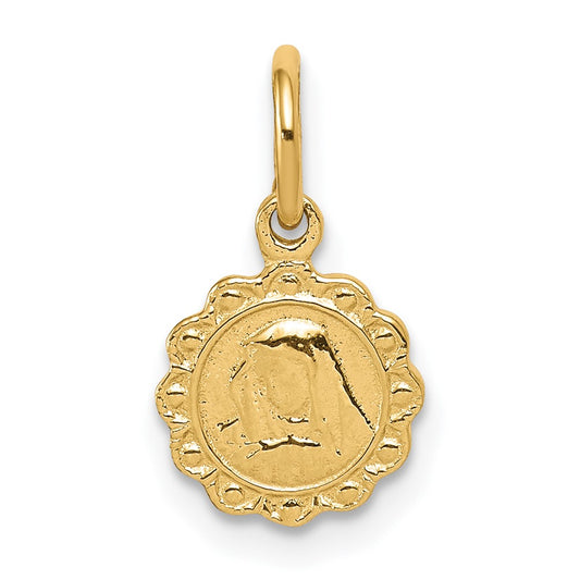 10k Solid Satin Polished Our of Sorrows Disc Pendant
