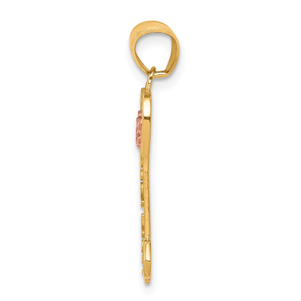 10k Yellow Gold Two-tone I Love You Key Charm