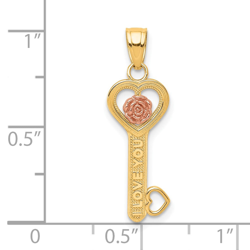 10k Yellow Gold Two-tone I Love You Key Charm