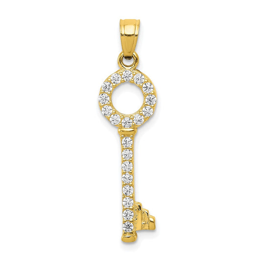 10k CZ Key Pendant
