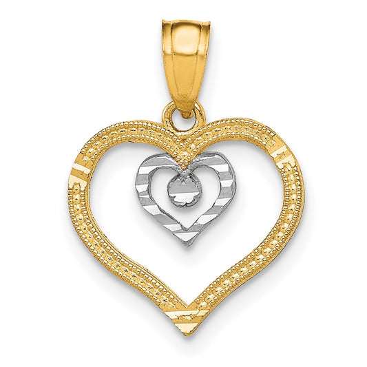 10K w/Rhodium Heart Charm