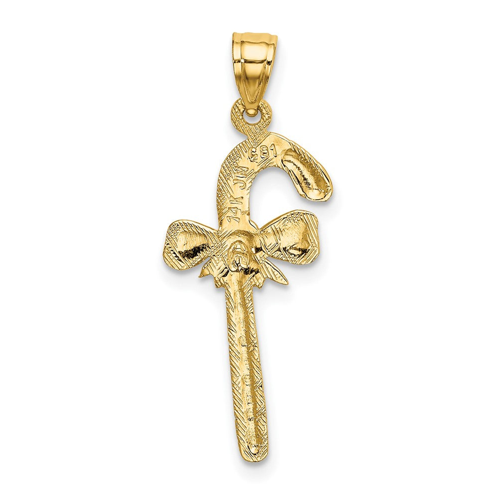 10K Solid Polished Candy Cane Pendant