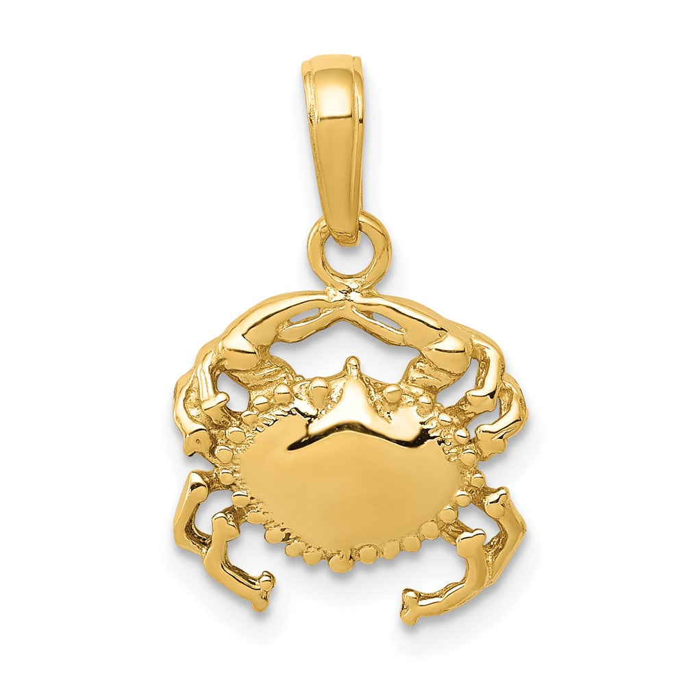10k Yellow Gold Solid Polished Open-Backed Crab Pendant