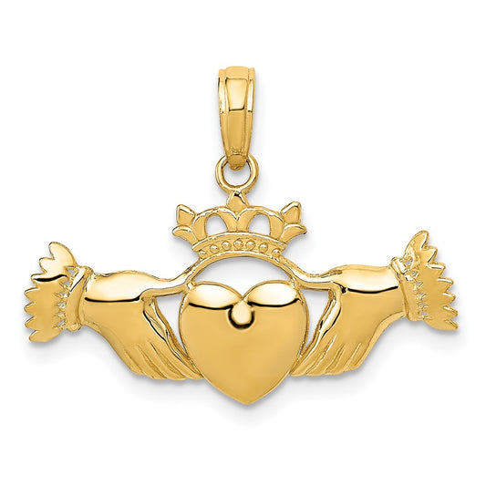 10k Polished Claddagh Pendant