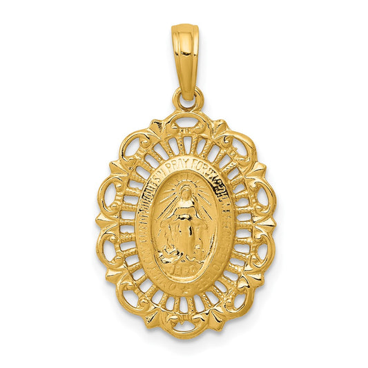 10k Oval Virgin Mary Medal Pendant