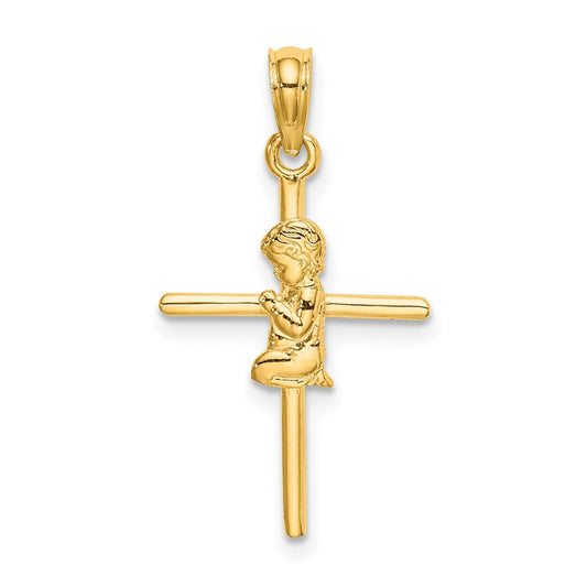 10k Praying Boy Cross Charm