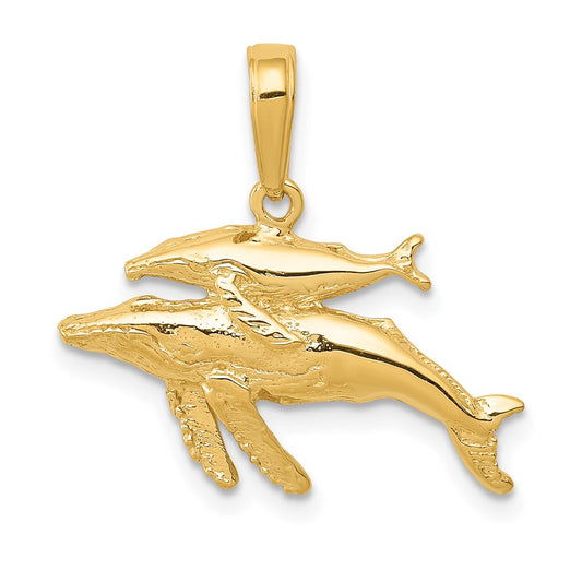 10K Mother and Humpback Whale Pendant