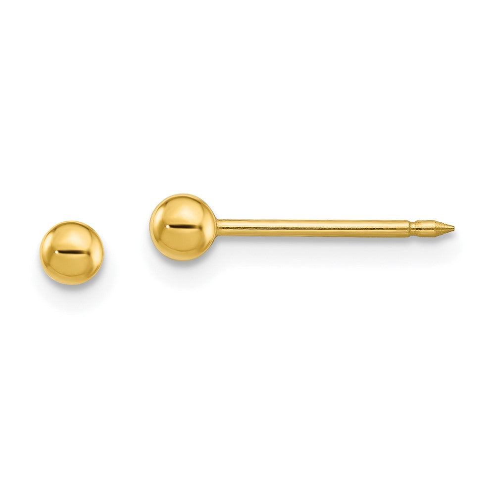 Piercing only Stainless Steel 24K Gold-plated 3mm Ball Post Earrings