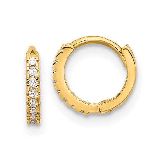 10K Polished 1.5mm CZ Hinged Hoop Earrings
