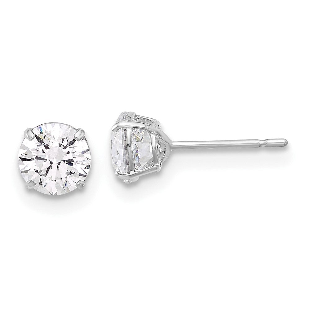 10K White Polished 5mm CZ Stud Post Earrings