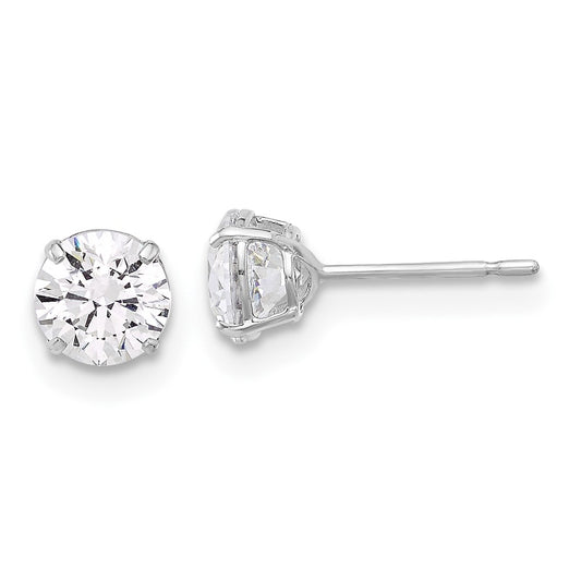 10K White Polished 5mm CZ Stud Post Earrings