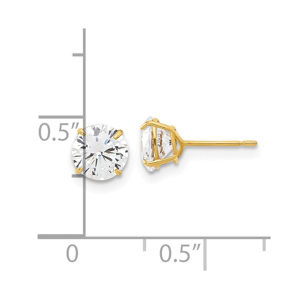 10K Polished 6mm CZ Stud Post Earrings