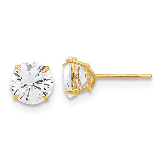10K Polished 6mm CZ Stud Post Earrings