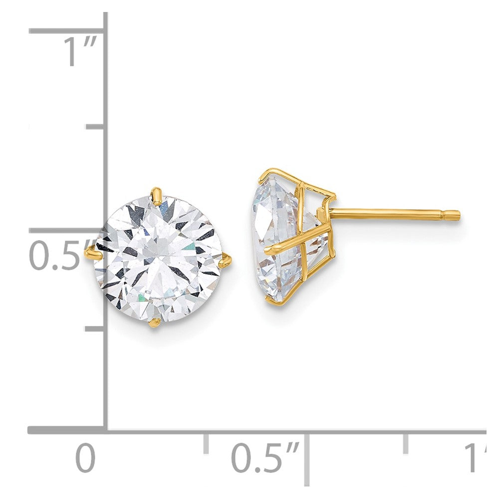 10K Polished 8mm CZ Stud Post Earrings
