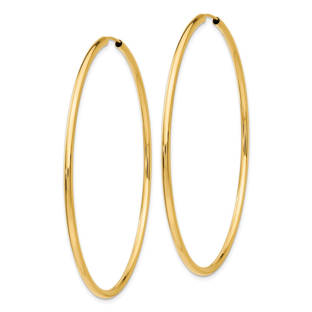 10k Polished Round Endless 2mm Hoop Earrings