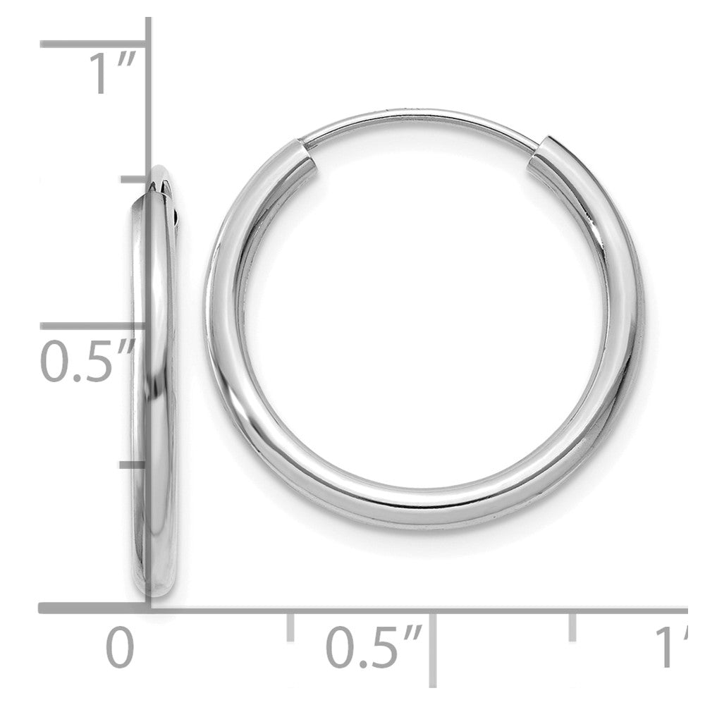 10k White Gold Polished Endless 2mm Hoop Earrings