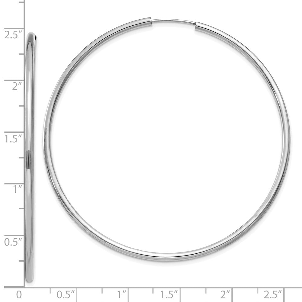 10k White Gold Polished Endless 2mm Hoop Earrings