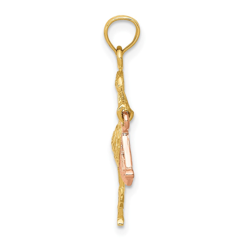 10k Two-tone Stork w/Dangling Charm