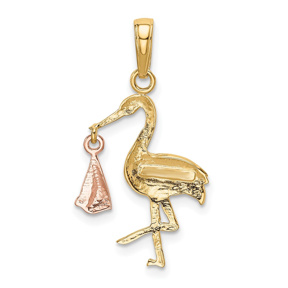 10k Two-tone Stork w/Dangling Charm