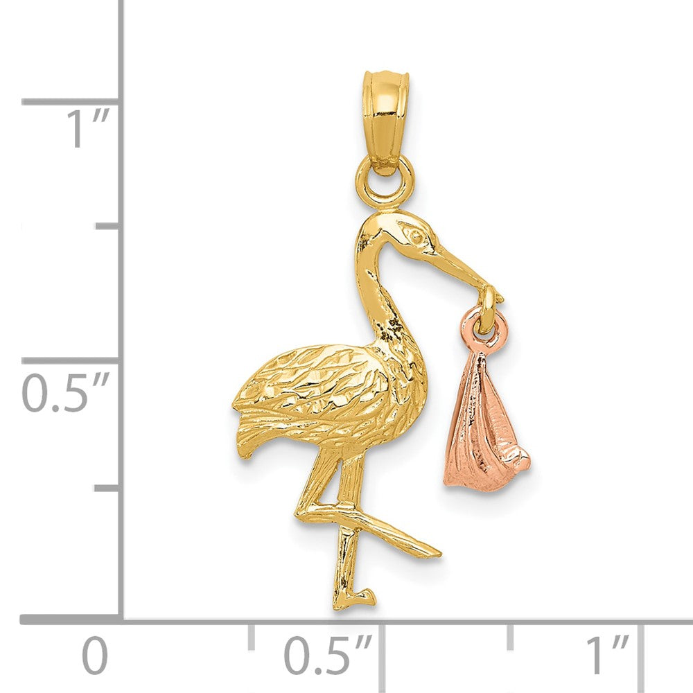 10k Two-tone Stork w/Dangling Charm