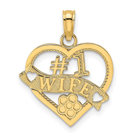 10K #1 WIFE Heart Pendant