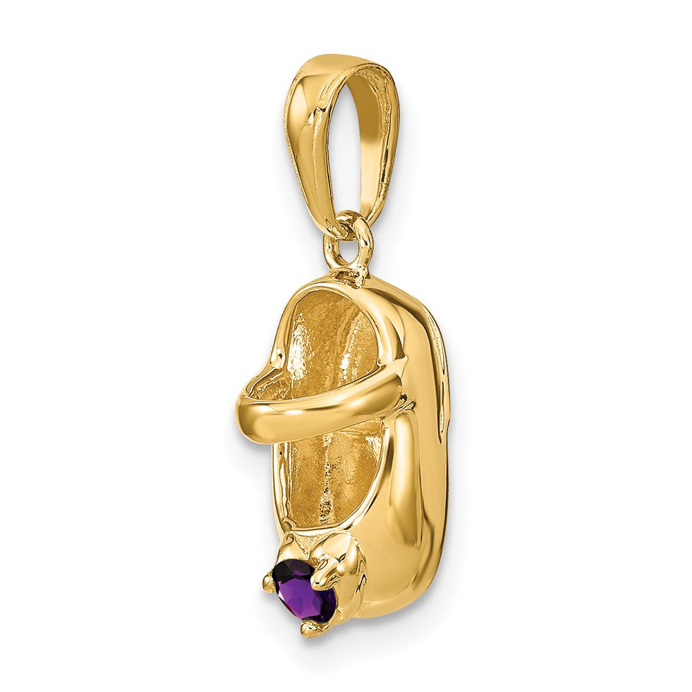 10k 3-D February/Synthetic Stone Engraveable Shoe Charm