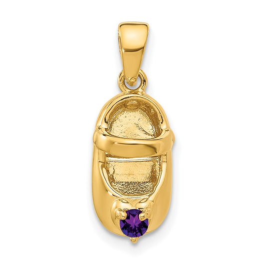 10k 3-D February/Synthetic Stone Engraveable Shoe Charm