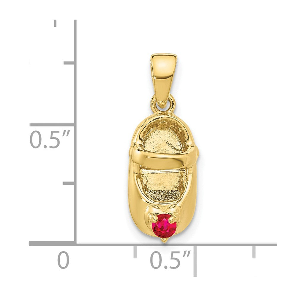 10K 3-D July/Synthetic Stone Engraveable Shoe Charm
