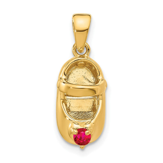 10K 3-D July/Synthetic Stone Engraveable Shoe Charm