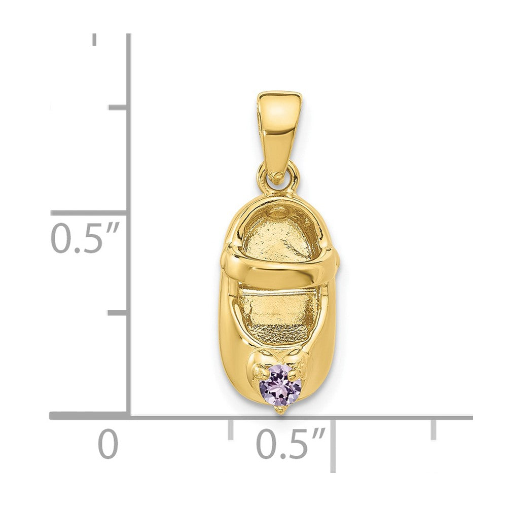 10K 3-D June Synthetic Stone Engraveable Shoe Charm
