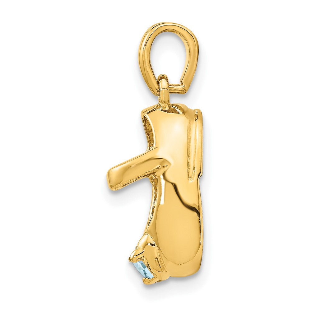 10K 3-D March/Synthetic Stone Engraveable Shoe Charm