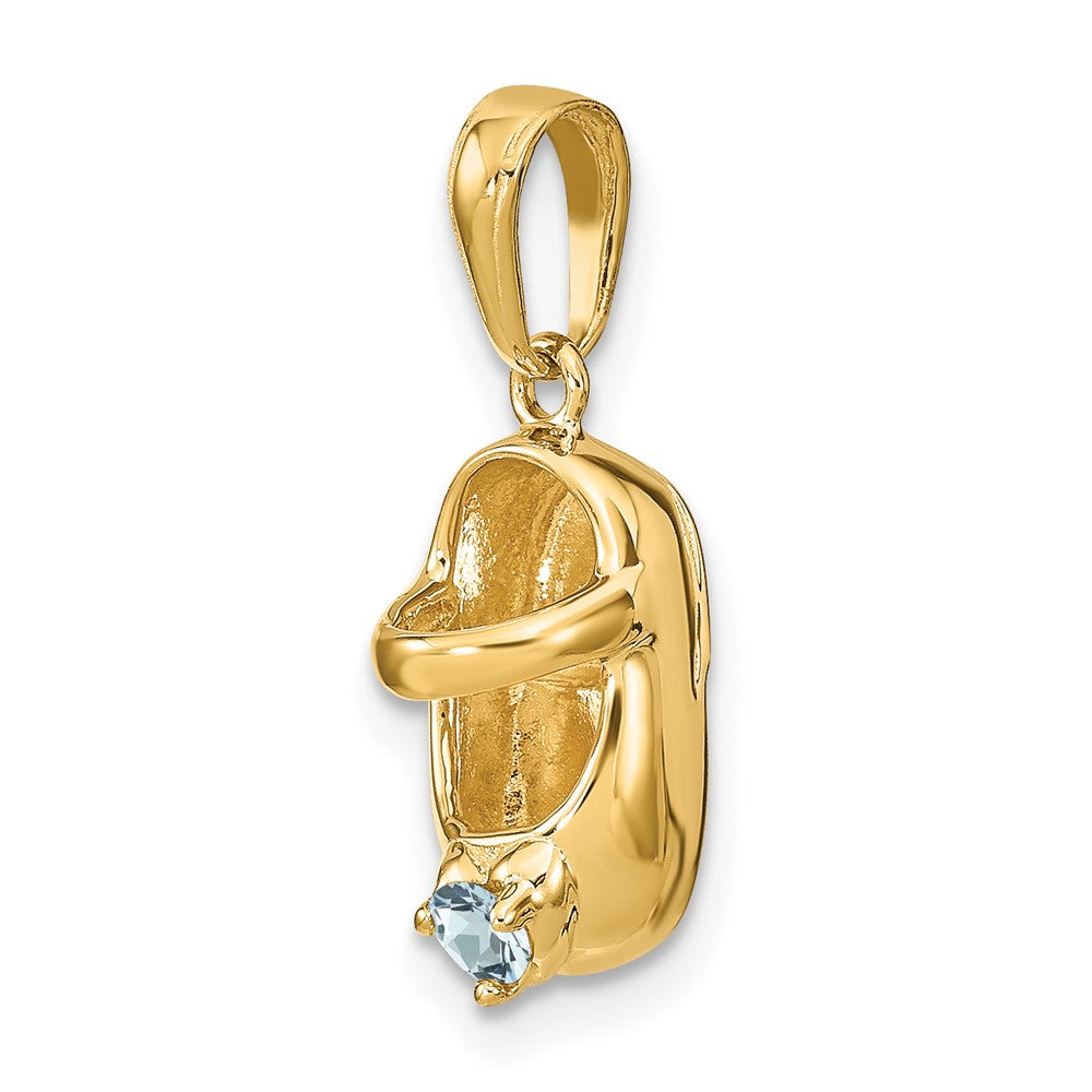 10K 3-D March/Synthetic Stone Engraveable Shoe Charm