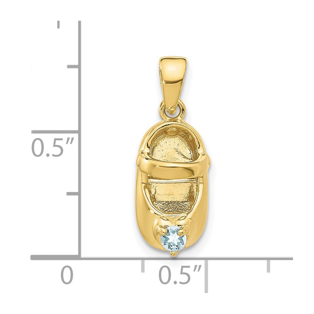 10K 3-D March/Synthetic Stone Engraveable Shoe Charm