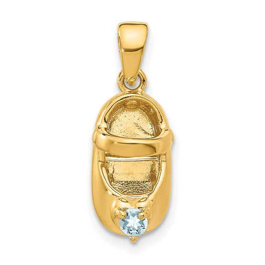 10K 3-D March/Synthetic Stone Engraveable Shoe Charm